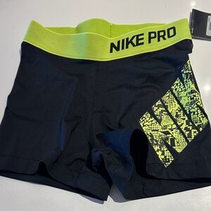 Nike Pro Black and Neon Green Shorts XS NWT